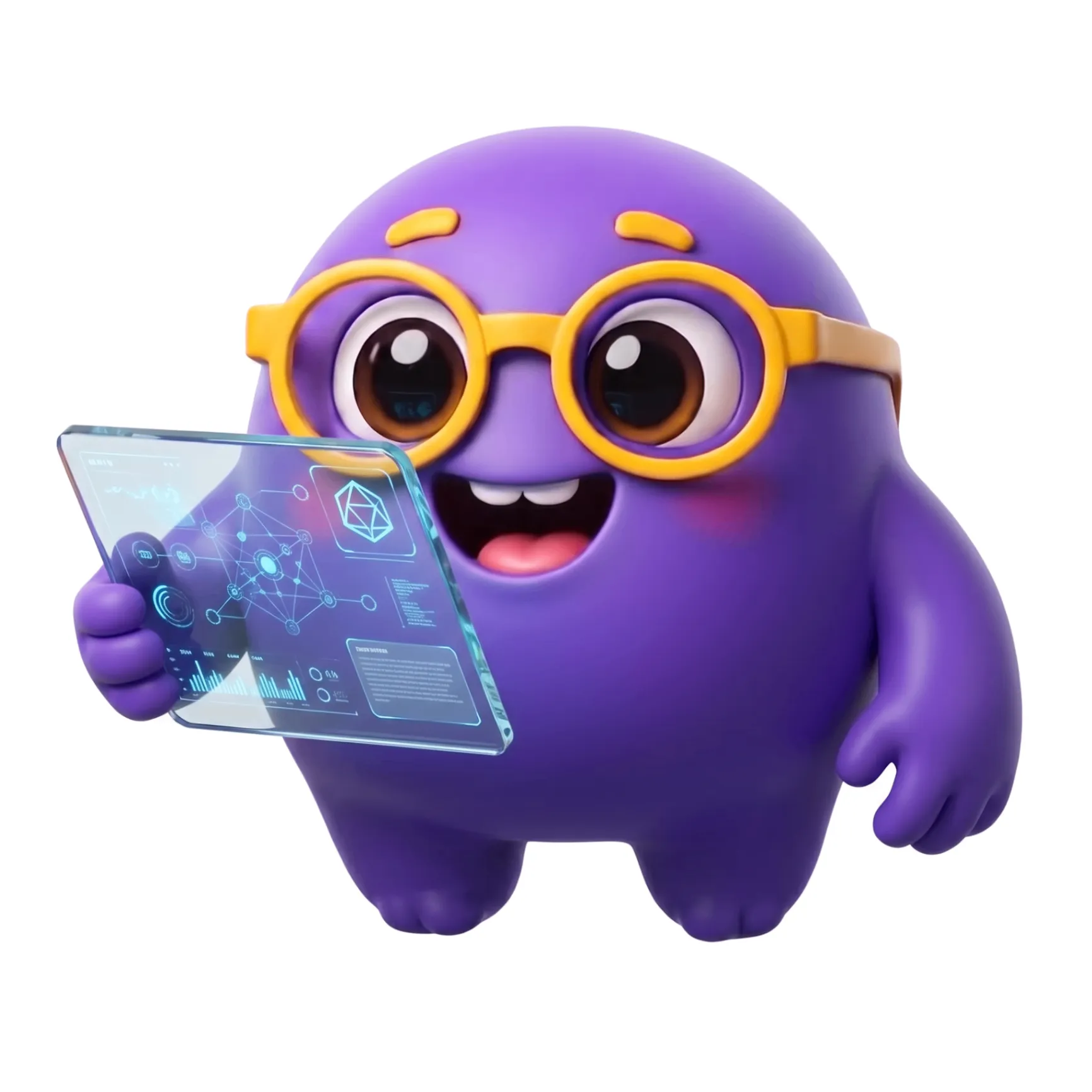 Busy CAM exploring a tablet hologram